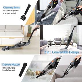 img 1 attached to 🧹 Cordless Vacuum Cleaner with 2200mAh Li-Ion Battery - Powerful Suction Stick Vacuum, 12000Pa - 4-in-1 Lightweight Handheld Vacuum for Home, Hard Floors, Carpets, Cars, and Pet Hair