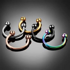 img 1 attached to SOVSEFD 20 Gauge Clip On Fake Septum Nose Rings: Non Piercing Stainless Steel Hoop Jewelry for Men, Women, and Girls