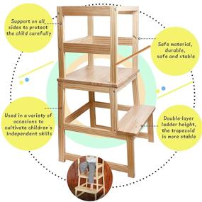 img 1 attached to 🪜 Wooden Toddler Step Stool for Kids - Functional Footstool Ladder for Kitchen, Bathroom, and Countertop - Ergonomic Design for Easy Hand Washing - Woodgrain Finish with Wide Pedal