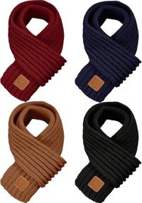 img 4 attached to Вязанные зимние аксессуары для маленьких девочек и модные шарфы