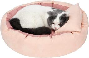 img 4 attached to 🐱 Ultra Soft Anti-Anxiety Fluffy Cat Bed Donut Round Dog Bed - 20in Cozy Pet Bed for Indoor Cats & Small Dogs with Pillow - Machine Washable