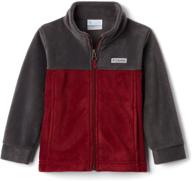 columbia boys' little steens mountain ii fleece, red jasper/shark, x-small - warm and stylish winter jacket for kids logo