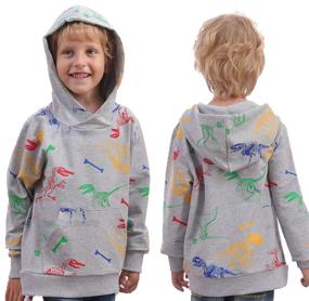 img 2 attached to Parent's Pick: HZXVic Dinosaur Sweatshirt Pullover 🦖 Black 6T - Trendy Boys' Fashion Hoodie & Sweatshirt