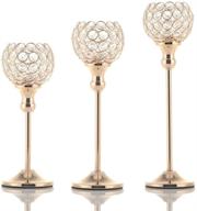 🕯️ enhance your home decor with vincidern gold crystal candle holders - perfect for weddings, fireplaces, parties, and housewarming gifts (pack of 3) logo