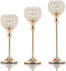 img 4 attached to 🕯️ Enhance Your Home Decor with Vincidern Gold Crystal Candle Holders - Perfect for Weddings, Fireplaces, Parties, and Housewarming Gifts (Pack of 3)