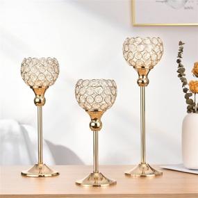 img 2 attached to 🕯️ Enhance Your Home Decor with Vincidern Gold Crystal Candle Holders - Perfect for Weddings, Fireplaces, Parties, and Housewarming Gifts (Pack of 3)