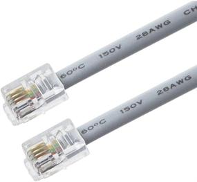 img 1 attached to TENINYU RJ9 4P4C 4 Conductor Straight Modular Telephone Data Extension Flat Cord Cable Silver 7FT 2PACK: Reliable Connectivity for Phone and Data Transmission