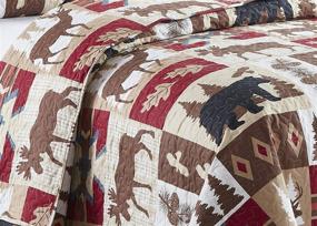 img 1 attached to 🏞️ Rustic Cabin Lodge Quilt Stitched Bedspread with Moose Grizzly Bears Deer and Southwestern Tribal Designs - Moose (King/Cal-King) by Rugs 4 Less