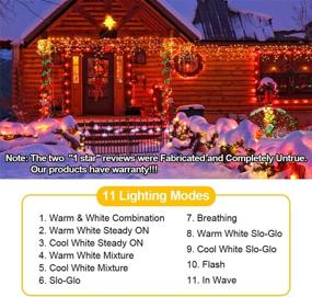 img 2 attached to 🎄 ALOVECO Icicle Lights Outdoor: 440 LED Color Changing Warm to Cool White Christmas Fairy Lights with 11 Modes, Memory & Timer - Connectable Curtain String Lights for Holiday, Christmas, Wedding