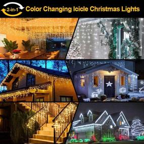 img 3 attached to 🎄 ALOVECO Icicle Lights Outdoor: 440 LED Color Changing Warm to Cool White Christmas Fairy Lights with 11 Modes, Memory & Timer - Connectable Curtain String Lights for Holiday, Christmas, Wedding