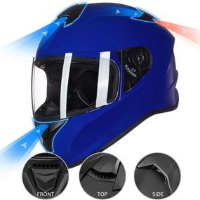 img 2 attached to 🏍️ ILM Full Face Motorcycle Helmet with Enhanced Air Ventilation, Bonus Replacement Visor - DOT Approved for Men and Women (Blue, Small)