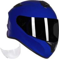 🏍️ ilm full face motorcycle helmet with enhanced air ventilation, bonus replacement visor - dot approved for men and women (blue, small) logo