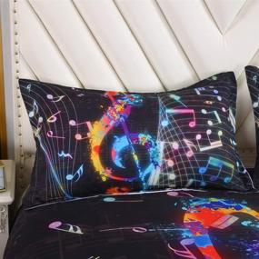 img 1 attached to 🎶 Suncloris Colorful Music Note Duvet Cover Set - Vibrant Treble Clef Home Textiles Kids Bedding Set with 1 Duvet Cover and 2 Pillowcases (Queen size) - No Comforter Included