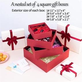 img 2 attached to 🎁 Nested Set of 4 Gift Boxes with Lids in Red/White - Perfect for Birthdays, Festivals, Anniversaries, Weddings, etc.