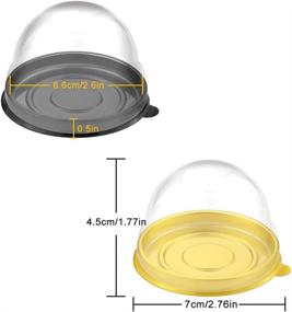 img 3 attached to 🧁 Pralb 100-Pack of Clear Plastic Mini Cupcake Boxes Muffin Pod Dome Muffin Single Container Box, Ideal for Wedding Birthday Gifts Supplies, 70mm X 45mm (Dia X H) - Cheese Pastry, Dessert, Mooncake - 50 Gold/50 Black