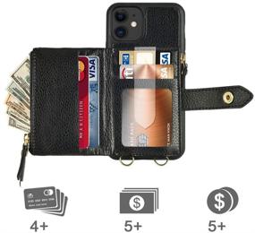 img 2 attached to 📱 LAMEEKU Crossbody Wallet Case for iPhone 11 - Protective Card Slot Wallet with Wrist Strap - Black (6.1 Inch)