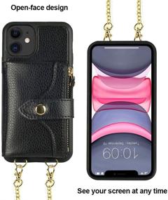 img 1 attached to 📱 LAMEEKU Crossbody Wallet Case for iPhone 11 - Protective Card Slot Wallet with Wrist Strap - Black (6.1 Inch)