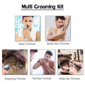 img 1 attached to 💈 HATTEKER Cordless Hair Clipper Beard Trimmer Kit for Men - 5 in 1 Precision Hair Mustache Grooming Set, Waterproof, USB Rechargeable