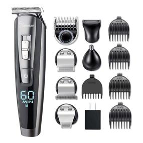 img 4 attached to 💈 HATTEKER Cordless Hair Clipper Beard Trimmer Kit for Men - 5 in 1 Precision Hair Mustache Grooming Set, Waterproof, USB Rechargeable