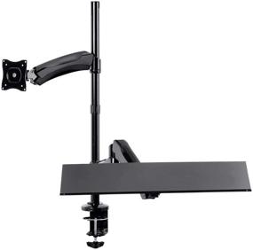 img 2 attached to 💻 Black Monoprice Articulating Gas Spring Sit Stand Monitor and Keyboard Riser Desk Mount - 26 Inch Table Top Workstation, Easy to Use, Compatible with Most Desks