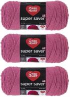 ❤️ red heart e300-774 super saver yarn - light raspberry: vibrant & versatile thread for your creative projects logo