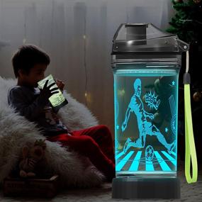 img 4 attached to 🏀 Lightzz Kids Water Bottle: Glowing Soccer LED Light - 14 OZ, Tritan BPA Free - Ideal Travel Cup, Football Gift for School, Camping, Picnic