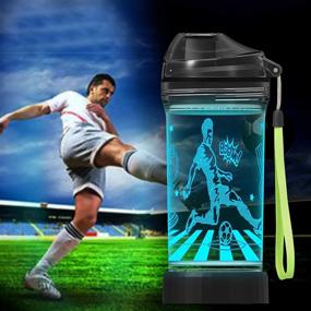 img 2 attached to 🏀 Lightzz Kids Water Bottle: Glowing Soccer LED Light - 14 OZ, Tritan BPA Free - Ideal Travel Cup, Football Gift for School, Camping, Picnic