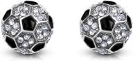 ⚽️ soccer ball stud earrings for girls, teens, and women - silver tone with delicate crystal embellishments logo