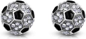 img 2 attached to ⚽️ Soccer Ball Stud Earrings for Girls, Teens, and Women - Silver Tone with Delicate Crystal Embellishments