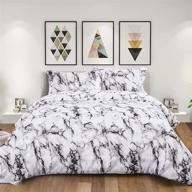 🛏️ clear white grey marble printed bedding comforter set queen - 3 piece (1 solid comforter + 2 pillow cases), microfiber bedding set 90''x90'' with down alternative logo