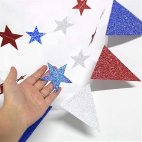 img 2 attached to 🎆 Decor365 Red Blue White/Silver Star Garland Triangle Pennant Banner Kit - 4th/Fourth of July USA America Independence Day Celebration Décor - Party Hanging Decoration for Birthday/Wedding/Home/Carnival