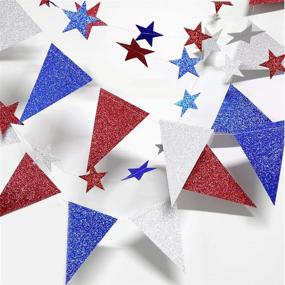 img 1 attached to 🎆 Decor365 Red Blue White/Silver Star Garland Triangle Pennant Banner Kit - 4th/Fourth of July USA America Independence Day Celebration Décor - Party Hanging Decoration for Birthday/Wedding/Home/Carnival
