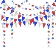 🎆 decor365 red blue white/silver star garland triangle pennant banner kit - 4th/fourth of july usa america independence day celebration décor - party hanging decoration for birthday/wedding/home/carnival logo