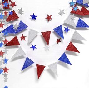 img 3 attached to 🎆 Decor365 Red Blue White/Silver Star Garland Triangle Pennant Banner Kit - 4th/Fourth of July USA America Independence Day Celebration Décor - Party Hanging Decoration for Birthday/Wedding/Home/Carnival