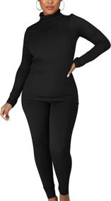 img 4 attached to Outfits Workout Tracksuit Turtleneck Legging Sports & Fitness