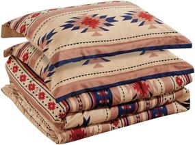 img 3 attached to 🛏️ Chezmoi Collection Twin Size Southwestern Geometric Tribal Multicolor Coffee Brown Navy Red Comforter Set – 2-Piece Set to Enhance Your Bedroom Décor