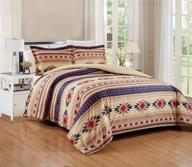 🛏️ chezmoi collection twin size southwestern geometric tribal multicolor coffee brown navy red comforter set – 2-piece set to enhance your bedroom décor logo