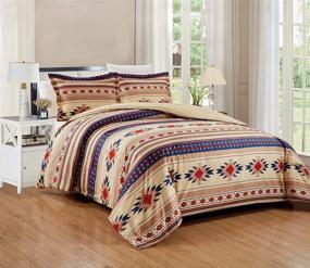 img 4 attached to 🛏️ Chezmoi Collection Twin Size Southwestern Geometric Tribal Multicolor Coffee Brown Navy Red Comforter Set – 2-Piece Set to Enhance Your Bedroom Décor