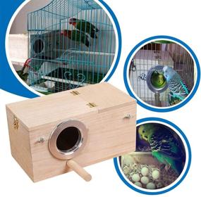 img 3 attached to Hurricom Pet Wood Cage: Премиум гнездовой ящик для разведения и пристанища различных птиц, включая волнистых попугаев, финчей, корелл, канареек, козарек и попугаев.