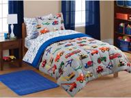 🚗 7-piece boy blue green red car truck transportation full comforter set (7-piece bed in a bag) logo