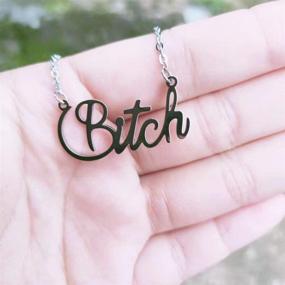 img 1 attached to 💁 Stylish Stainless Steel 18K Gold Plated Bitch Words Necklace - 18inch: A Fashion Statement Piece