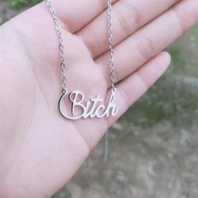 img 3 attached to 💁 Stylish Stainless Steel 18K Gold Plated Bitch Words Necklace - 18inch: A Fashion Statement Piece