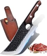 🔪 premium hand forged meat cleaver knife for effortless meat cutting: full tang chef knife with sheath, gift box included - high carbon steel grilling knife, ideal for kitchen, outdoor bbq, and camping logo