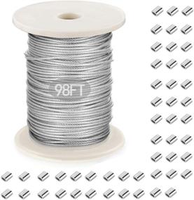 img 4 attached to 🖼️ Plastic-Coated Stainless Steel Picture Hanging Wire Bundle with Aluminum Crimping Loop Sleeves - Ideal for Hanging Photo Frames, Artwork, Mirrors, Bird Feeders, String Lights, and Plant Climbing - 1.5mm x 98 Feet