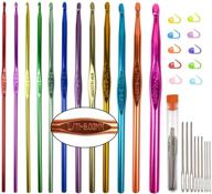 🧶 new multicolor aluminum crochet hooks set with us letter and number sizes for crocheting, knitting craft, and yarn weaving - includes crochet accessory logo