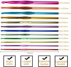 img 2 attached to 🧶 New Multicolor Aluminum Crochet Hooks Set with US Letter and Number Sizes for Crocheting, Knitting Craft, and Yarn Weaving - Includes Crochet Accessory