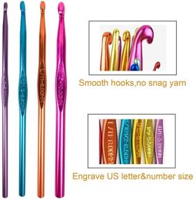 img 3 attached to 🧶 New Multicolor Aluminum Crochet Hooks Set with US Letter and Number Sizes for Crocheting, Knitting Craft, and Yarn Weaving - Includes Crochet Accessory