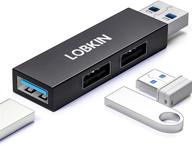 lobkin usb hub splitter 3.0, usb extender multi port adapter with 1 usb 3.0 port and 2 usb 2.0 ports, mini usb hub for pc, laptop, ps4/ps5, tv, macbook, mac pro, mac mini, imac, surface pro, xps, flash drive logo
