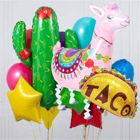 img 2 attached to 🎉 Cinco De Mayo Party Essentials: 4pcs Mexico Fiesta Cactus Taco Llama Foil Balloons Kit for Vibrant Mexican Fiesta Theme Birthday, Baby Shower, and Party Decorations