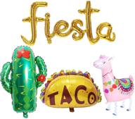 🎉 cinco de mayo party essentials: 4pcs mexico fiesta cactus taco llama foil balloons kit for vibrant mexican fiesta theme birthday, baby shower, and party decorations логотип